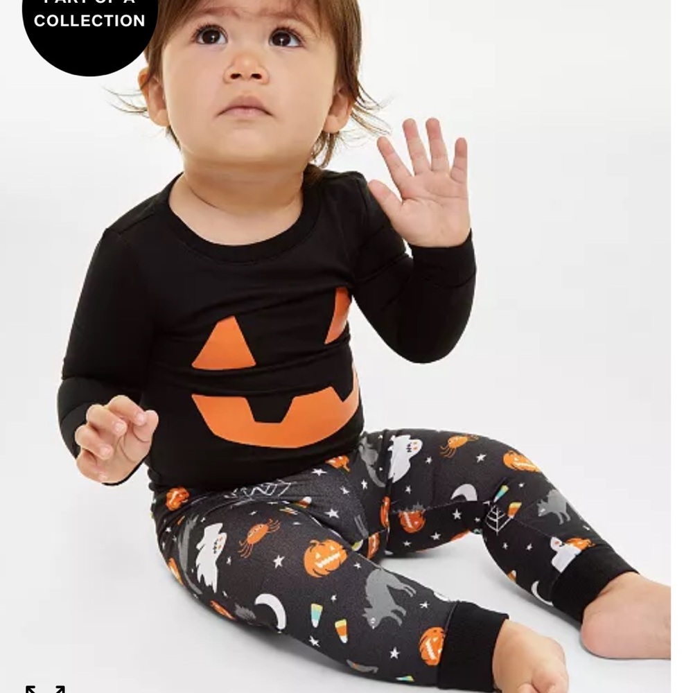 Halloween Pumpkin Baby Girls or Boys pajamas or costume‎